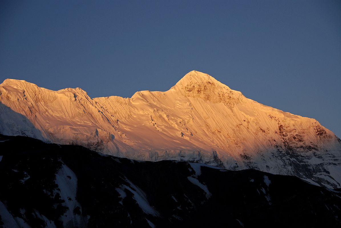 17 Nilgiri North Just After Sunrise From Camp Below Mesokanto La Here�s a close up of Nilgiri North blazing at sunrise from the camp just below the Mesokanto La.